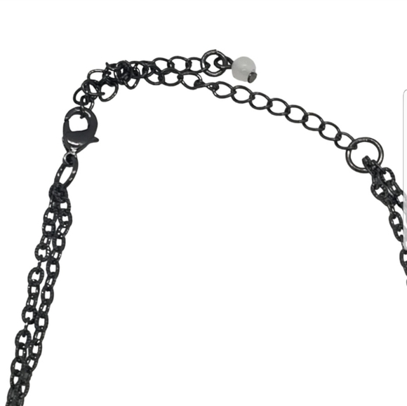 VINTAGE GUNMETAL & CZ FASHION NECKLACE - Picture 6 of 6